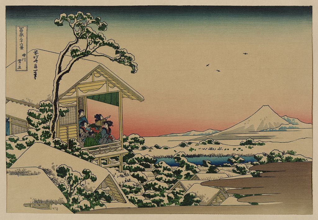 Teahouse at Koishikawa the morning after a snowfall, Katsushika, Hokusai, 1760-1849.
