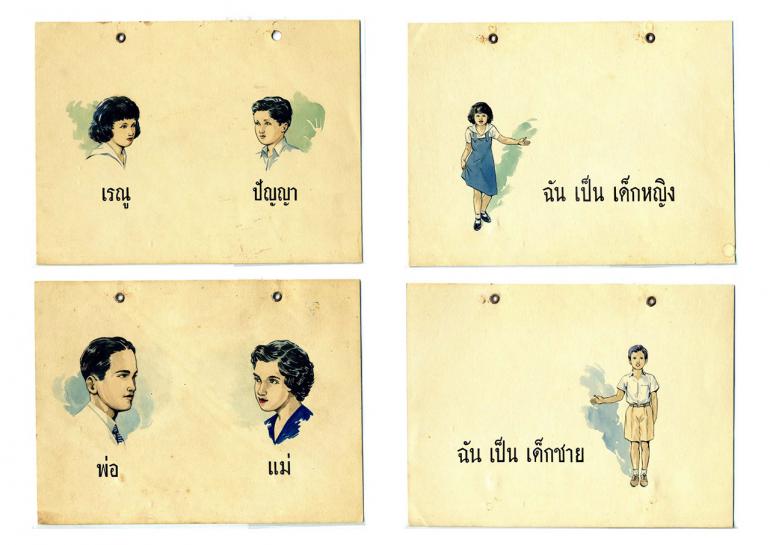 ภาพประกอบแบบเรียนประถมศึกษา ชุด เรณู-ปัญญา พ.ศ.2497 ชื่อชุด ‘ไปโรงเรียน’ (photo: ไทยรัฐออนไลน์)